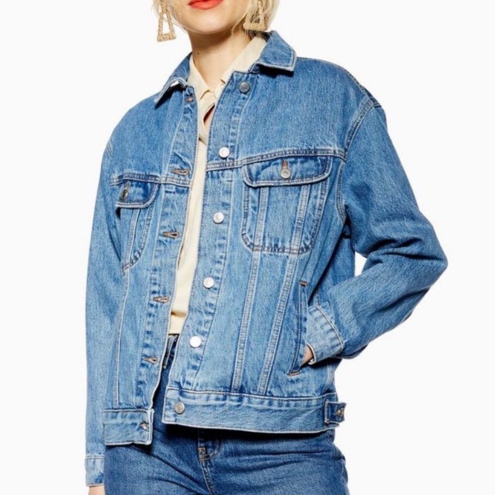 Topshop Moto Oversized Blue Denim Jacket